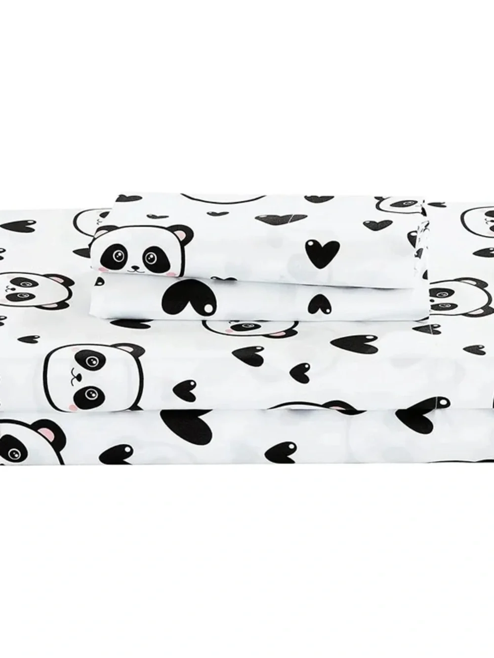 Panda Print Kids Twin Bedding sheet Set - White and Black